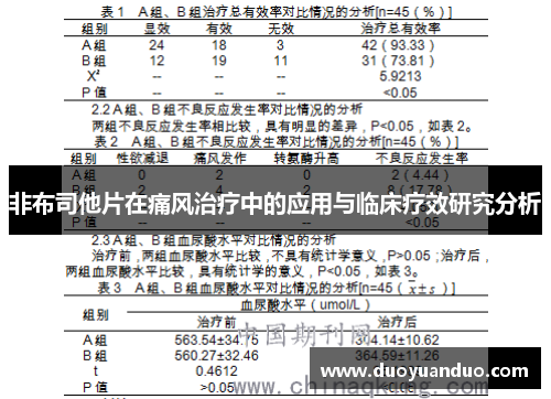 非布司他片在痛风治疗中的应用与临床疗效研究分析