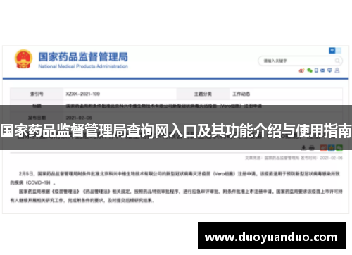 国家药品监督管理局查询网入口及其功能介绍与使用指南